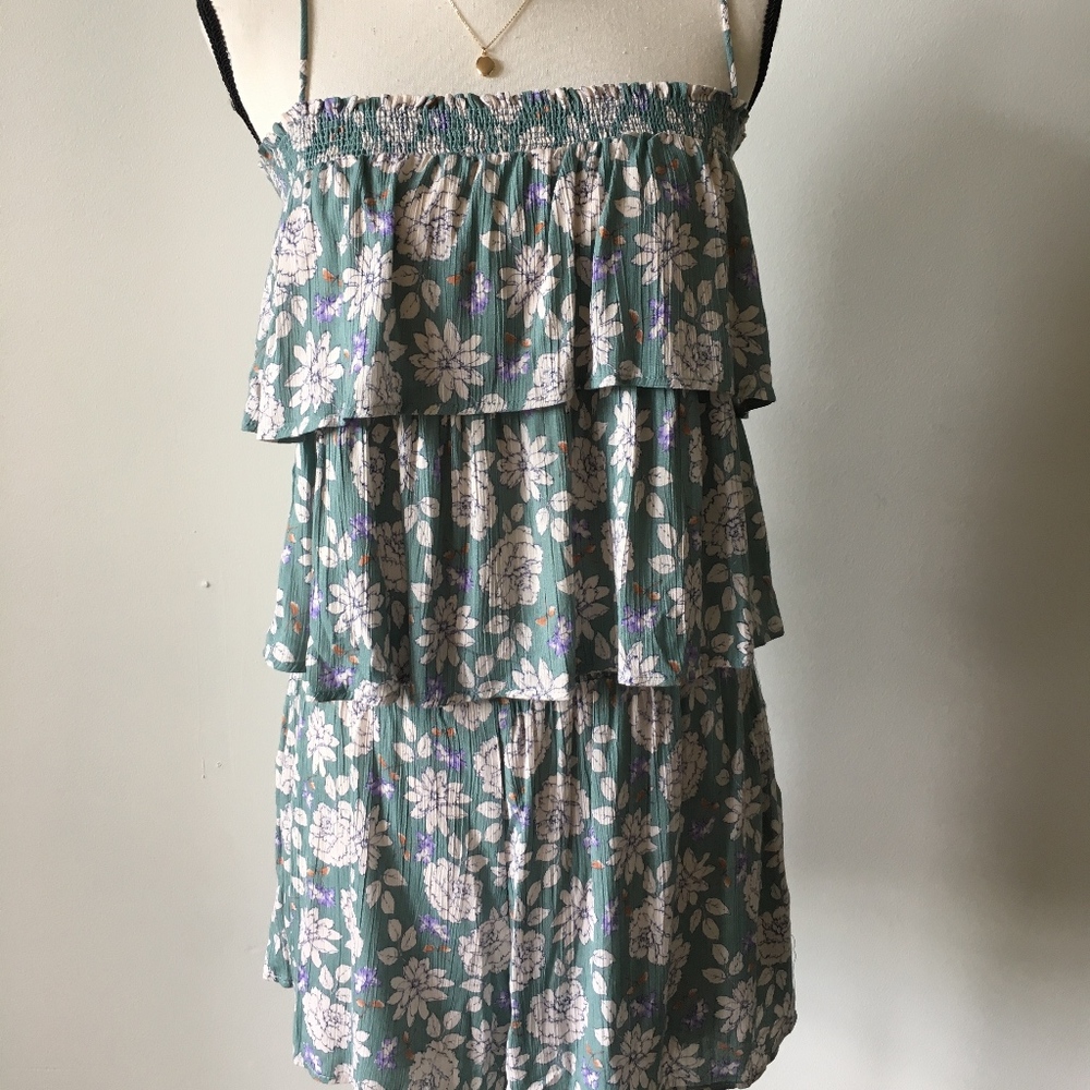 Lush Olive Purple Chiffon Ruffle Floral 2 piece